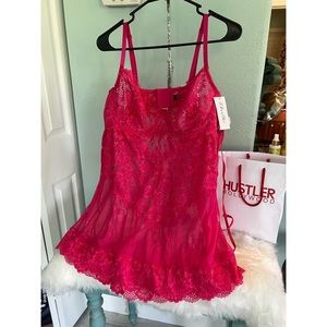 Plus size 3X lingerie top and thong set from Hustler Hollywood